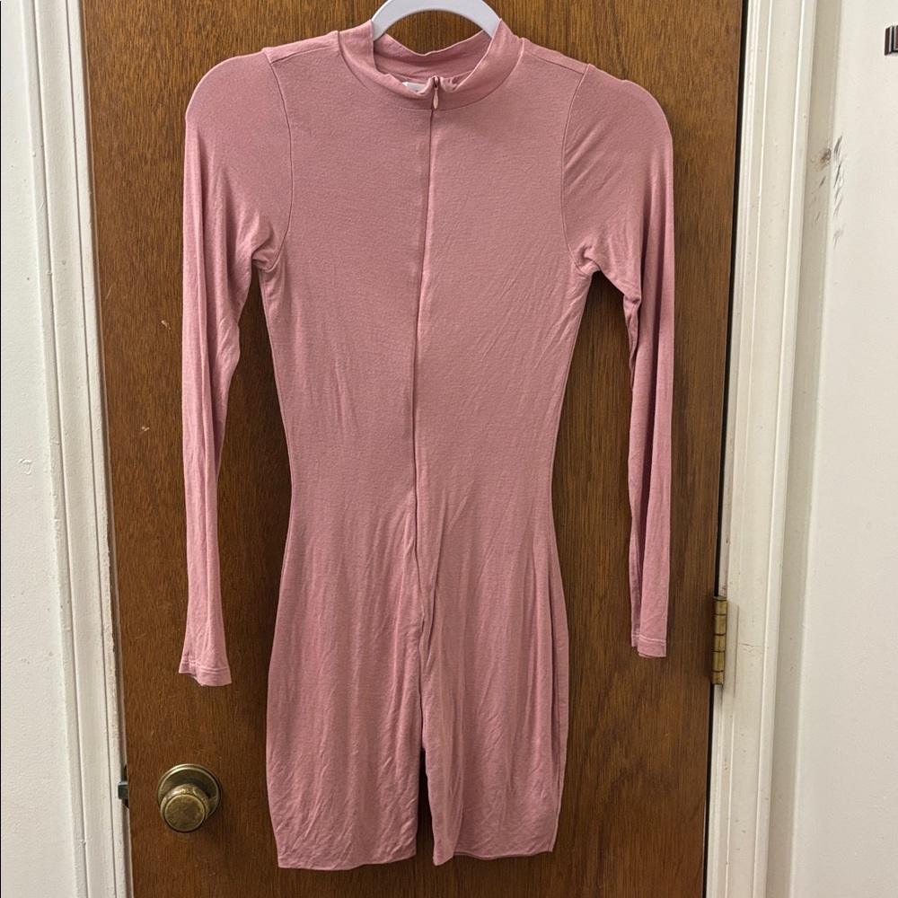 Mock Neck Blush Pink Knit Romper